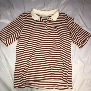 Burnt orange and cream striped polo